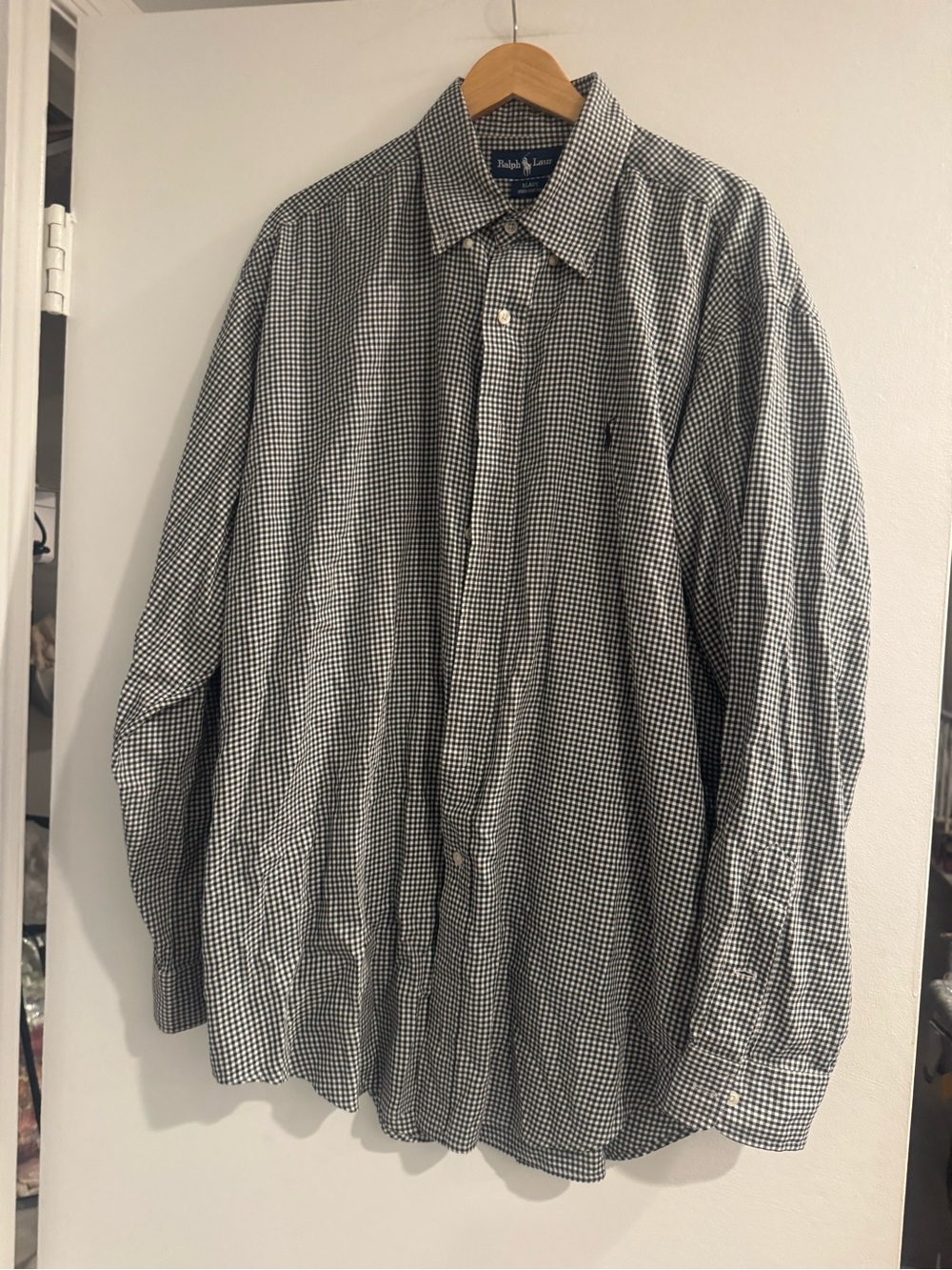 Polo Ralph Lauren Black White Gingham Button Down Dress Shirt Men’s Large